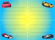 Štítky na sešity - Auta závodní