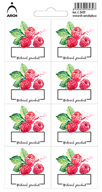 MALINY - Natural product - 8 voděodolných etiket
