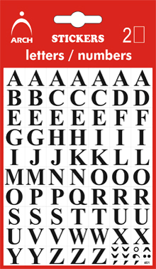 Písmena A-Z, výška 10 mm - 2 archy v blistru