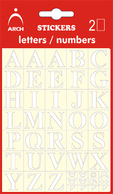 Písmena bílá A-Z, výška 14 mm - 2 archy v blistru