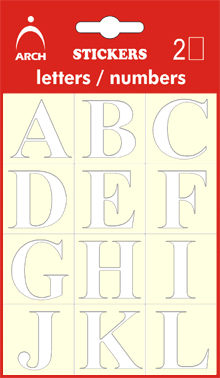 Písmena bílá A-Z, výška 26 mm - 2 archy v blistru