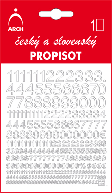 Bílý propisot - ČÍSLA výška 3, 5, 7, 10 mm