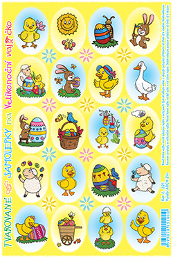 Prolisované samolepky - kuřátko s kytkou