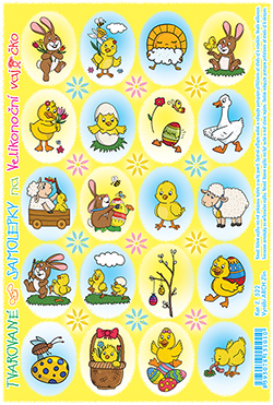 Glitrované samolepky - zajíček s kytkou