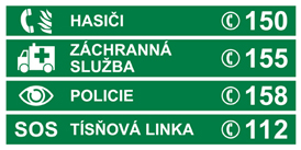 Důležitá telefonní čísla - plastová cedulka