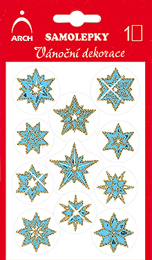 Hvězdičky modré - se zlatými glitry