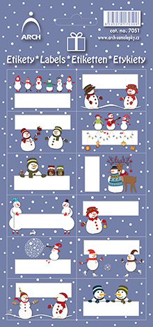 Vánoční etikety - veselí sněhuláčci