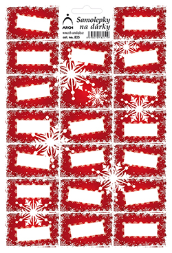 Etikety na dárky vločky - červené