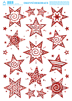Hvězdičky 2 - tisk červenými glitry