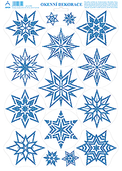 Hvězdičky 1 - tisk modrými glitry