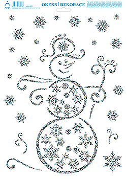 Sněhulák - tisk stříbrnými glitry