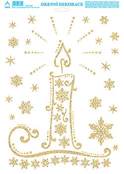 Vánoční svíce - tisk zlatými glitry