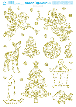 Andílek s trubkou - tisk zlatými glitry