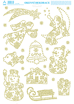 Andílek s lyrou - tisk zlatými glitry