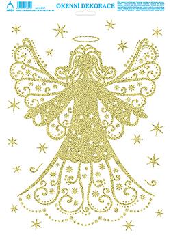 Vánoční andílek - tisk zlatými glitry
