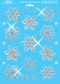 Vánoční vločky velké - se stříbrnými glitry