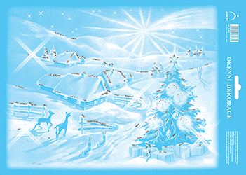 Vánoční krajina s kometou - se stříbrnými glitry