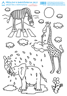 Žirafka, zebra a slon